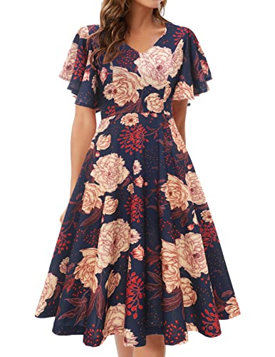 Image of Bridesmay Women's Formal Wedding Guest Dress for Women 2026 Short Sleeve Fit and Flare Tea Party Dresses