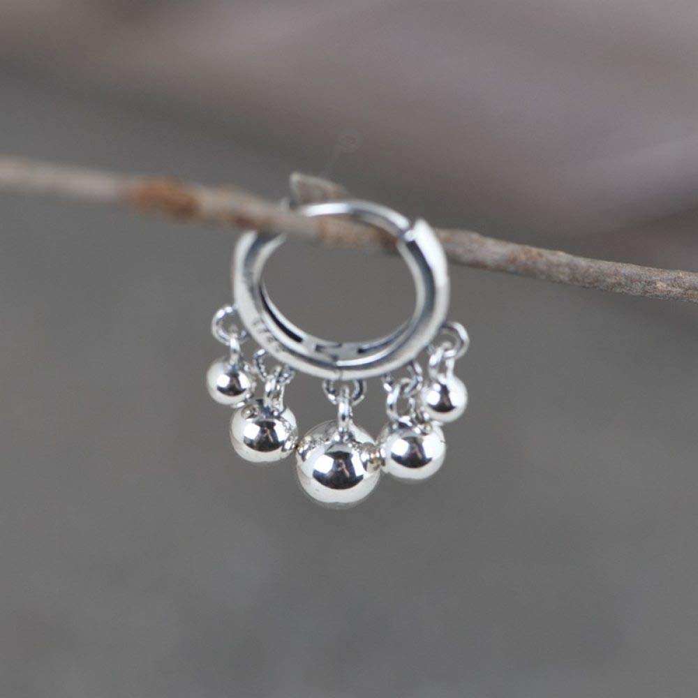 Dames Oorbellen 925 Zilver,Vintage Zilveren Kwastje Kralen Mode Charme Hypoallergeen Scharnierende Oorbellen Fijne Cirkel Eindeloze Lus Sieraden Voor Vrouwen Mannen Meisjes Trouwen Moederdag Geschen