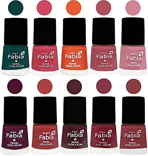 Image of ALL IN ONE (PACK OF 10), Long Lasting Glossy Nail Polish, 6 ml Each, All Vibrant Colours,02105