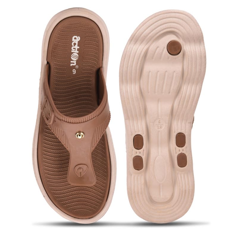 Image of ACTION Women's Thong Flip-Flops | Comfortable, Stylish Footwear for Everyday Use | Lightweight, Cushioned Footbed, Non-Slip Sole | Perfect for Summer, Beach, and Casual Wear