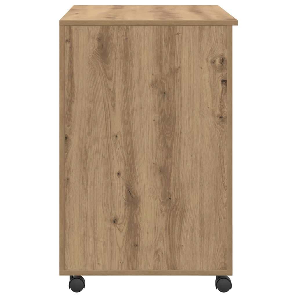 Tavolo per computer con ruote, rovere Artisan, 91 x 50 x 77 cm, materiale in legno, scrivania flessibile per casa, ufficio, giochi, cameretta dei bambini, con spazio di archiviazione