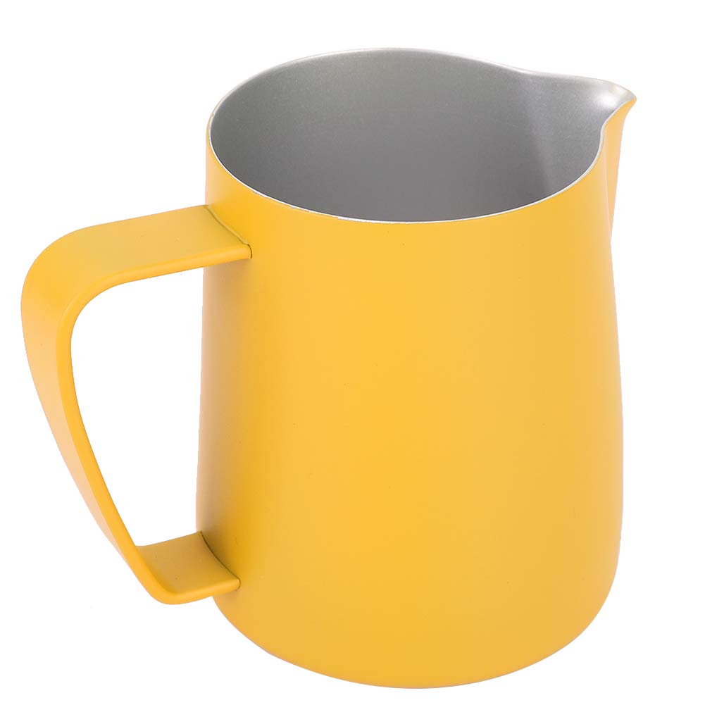600 ml kubek do spieniania mleka ze stali nierdzewnej dzbanek dzbanek Latte Art do użytku w domowej kawiarni (Żółty)
