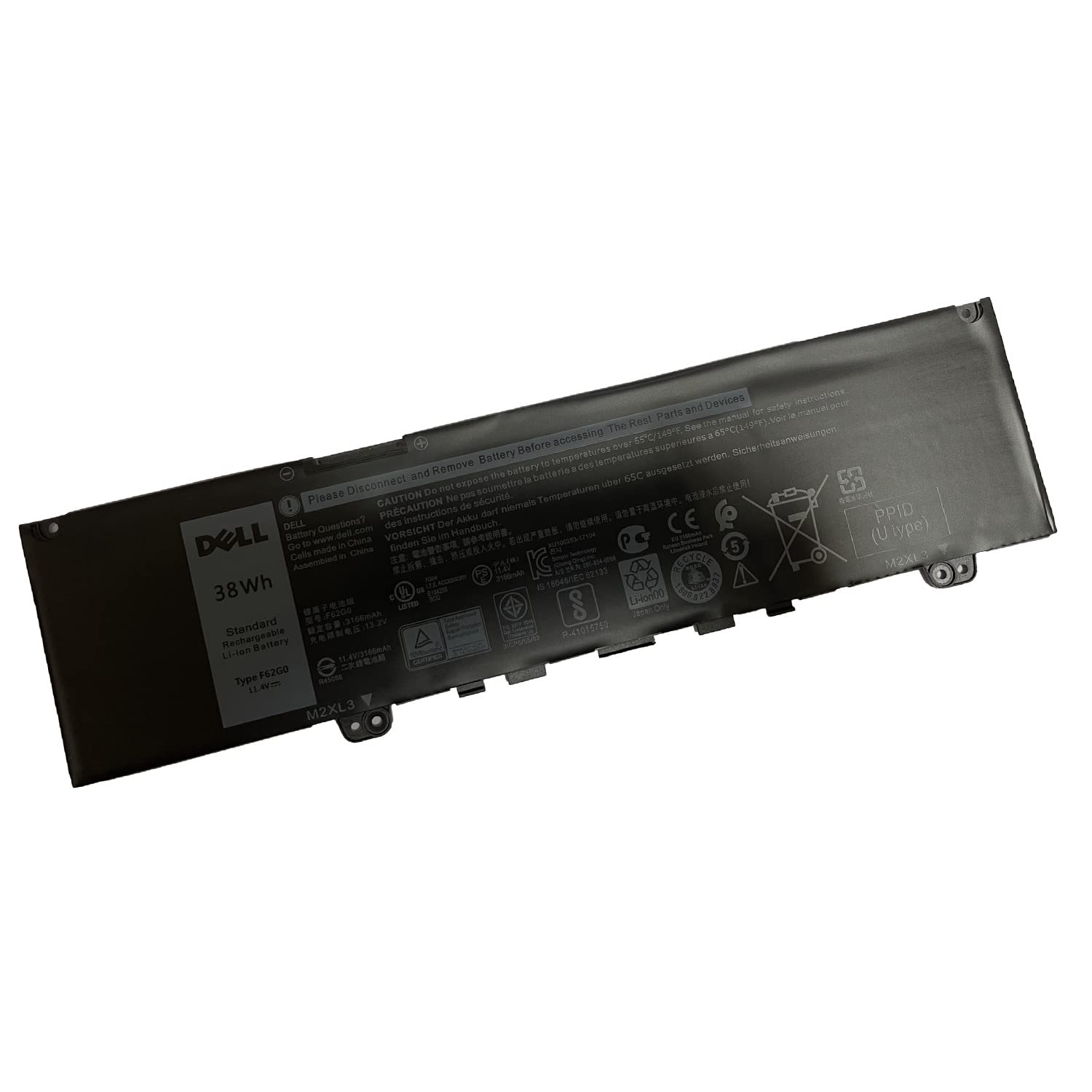 DELL F62G0 Battery 11.4V 38Wh for DELL Inspiron 13 5370 7370 7373 7380 Vostro 13 5370 Series Noteboo