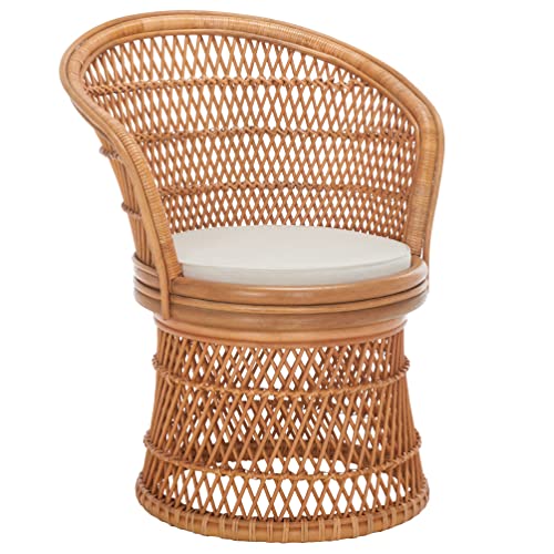 Sillón giratorio rattan natural blanco cómodo miniatura 1
