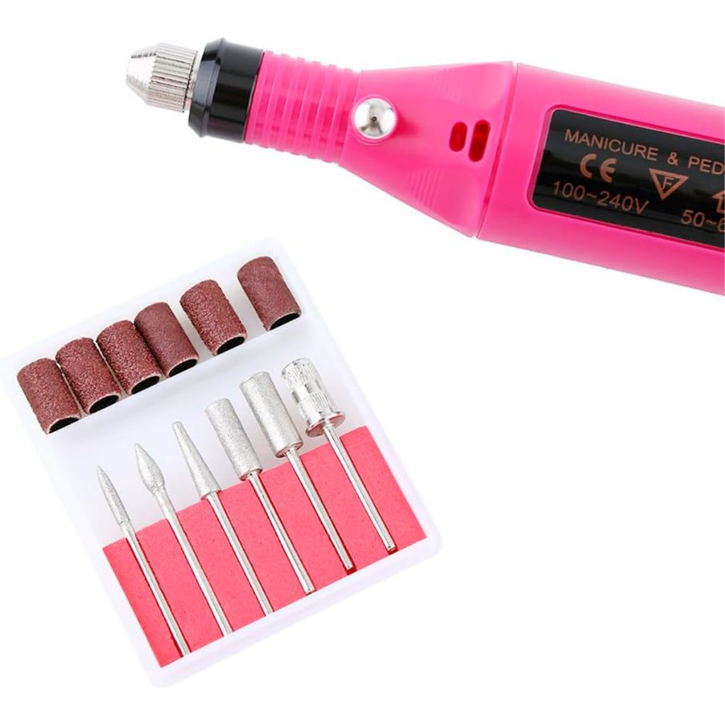 Kit Profissional de Lixadeira de Unhas Elétrica com Broca e Motor Bivolt para Manicure e