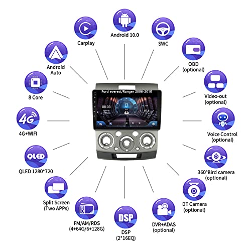 Autoradio Android 10 tactile avec lecteur multimédia MP5 et WiFi