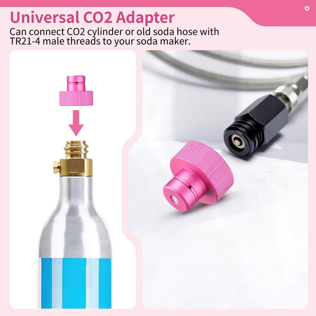 Co2 Rapid Adapter, Redesigned Adapter for Soda Water Bubbler, Suitable with Duo/Terra/Art Soda Machine, Soda Machine Valve Replenish Parts for General Co2 Bottles with Tr21-4 Male Screw