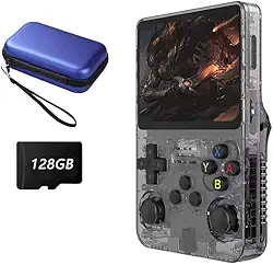 R36S 128GB Console de jogos portátil retrô,mais de 39.000 jogos,r36s console portatil，chip RK3326 integrado,usando sistema Arkos 2.0,3500 mAh,r36s video game portatil (preto)