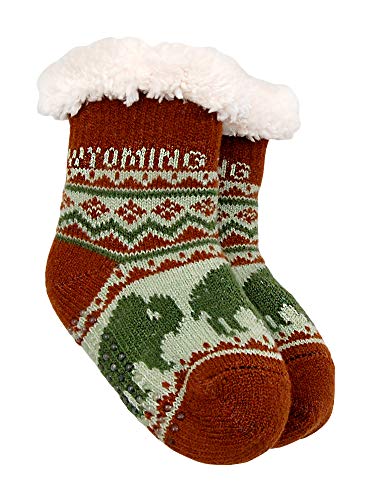 Americaware Wyoming Slipper Socks With Bison Pattern - Infant Size