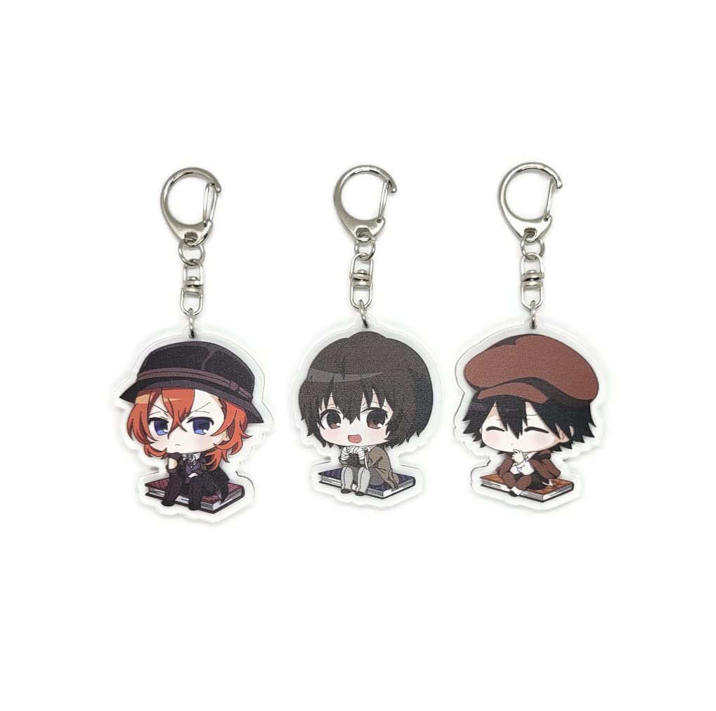 EBTY DREAMS Inc. - Set Of 3 Bungou Stray Dogs Acrylic Keychain Ranpo Edogawa, Chuuya Nakahara, Osamu Dazai v1