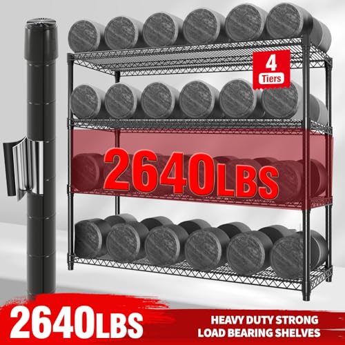 Garvee 4-Tiers Storage Shelves Heavy Duty Garage Shelving Units with Wheels 59" W x 71.8" H, 2640LBS Rolling Wire Shelving Rack, Adjustable Shelf for Garage Kitchen Warehouse Industrial Pantry image 11