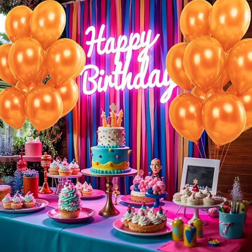 Image of Party Propz 25 Pcs Orange Balloons for Birthday Decoration | Orange Theme Birthday Decoration Items | Balloons for Birthday (Latex)