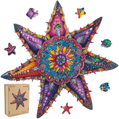 Qiuenisray Wooden Jigsaw Puzzles for Adult 500 Piece, Starfish Ocean Puzzle