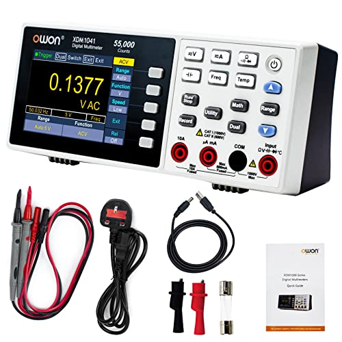 Image of Protable Bench Multimeter with 3.5 Inch 55,000 Counts True RMS Ultra-light Digital Multi Tester for Labs, Factories (XMD1041)