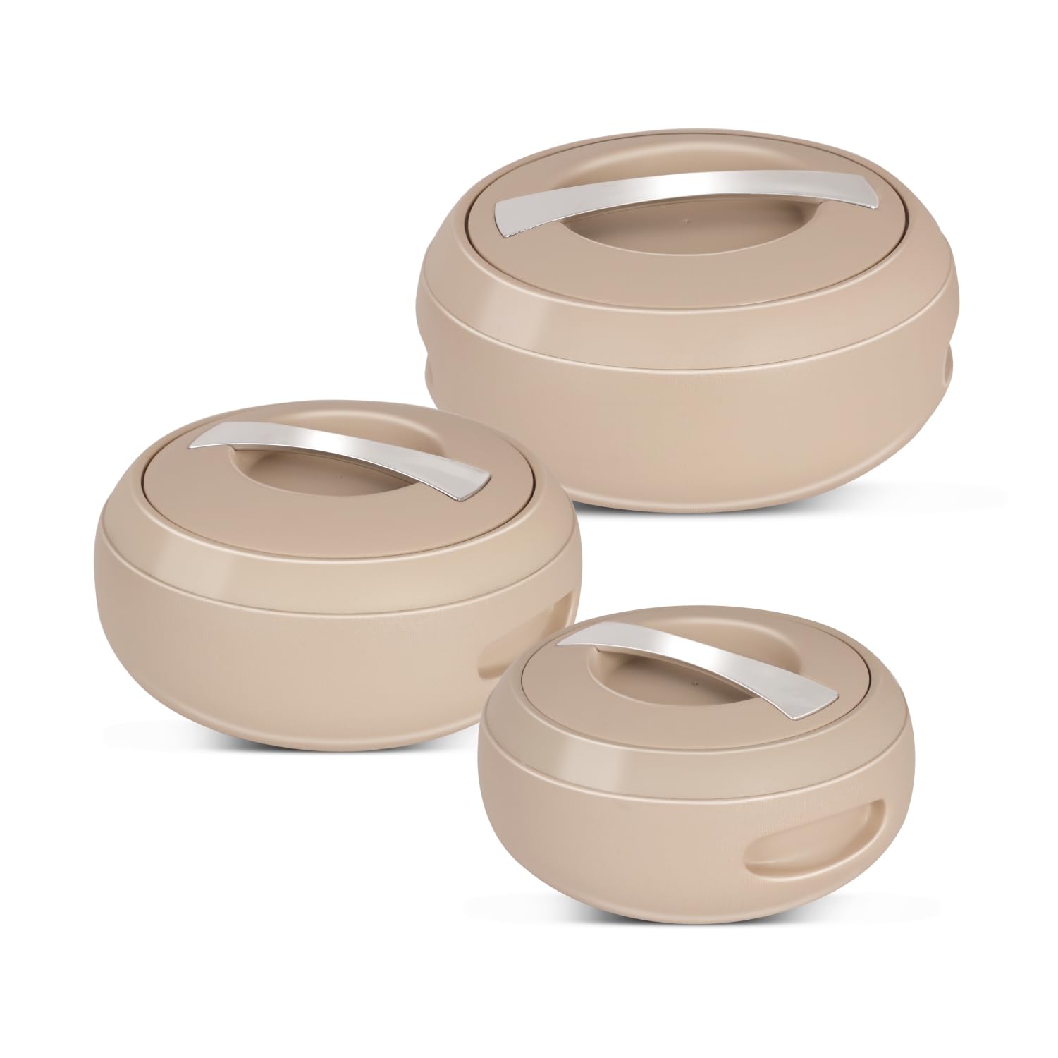 Gourmet Inner Stainless Steel Casserole Set of 3 with Lockable Lid,(1000+1500+2000 ml), BPA Free Insulated Casserole Set |Food Grade Serving Set |Ideal for Chapati,Warm & Fresh Food,Coffee