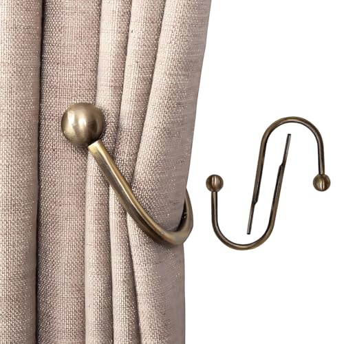 Lot de 2 embrasses de rideaux en laiton - Embrasses de rideaux en métal en forme de U - Fixation murale - Avec vis pour chambre à coucher - Rideaux fixes ou...
