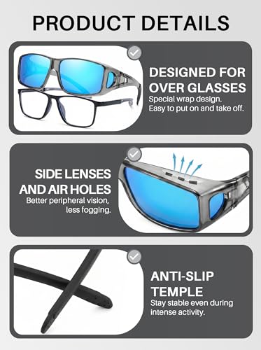 Image of IGnaef Fit Over Sunglasses for Men Polarized Wrap Around glasses with UV Protection IF0312