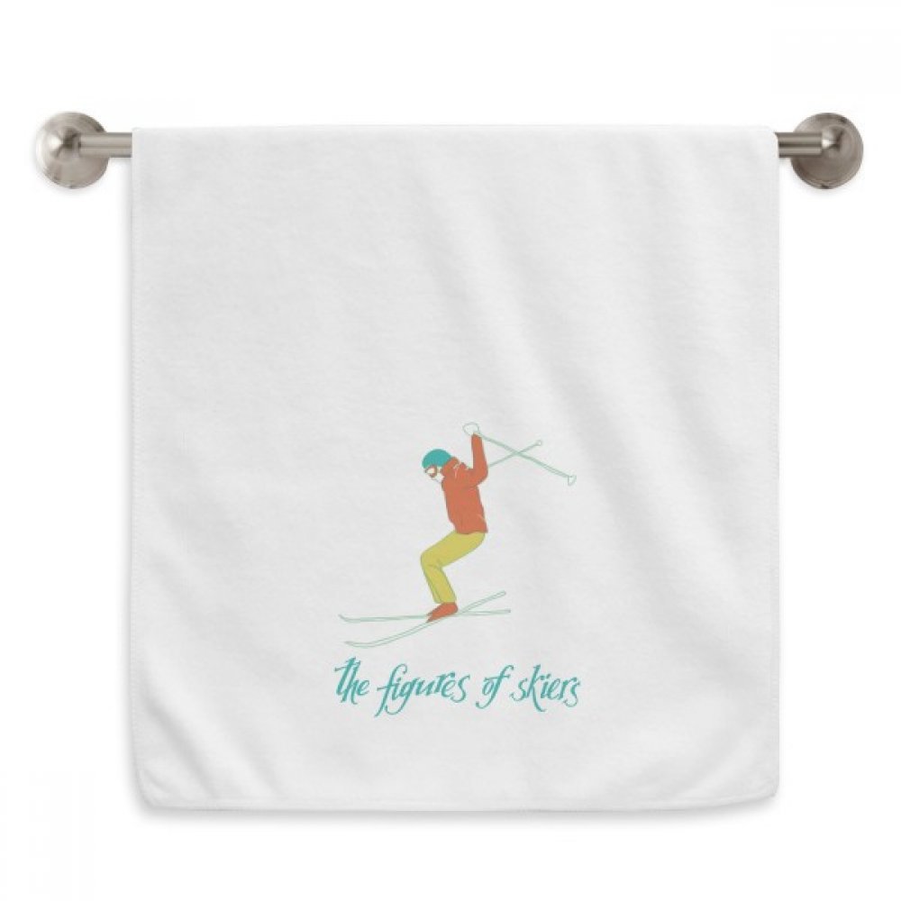 Serviette ski blanc essuie-mains sports d'hiver débarbouillette 13x29