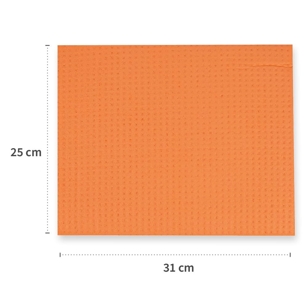 80 Stück Hygoclean Schwammtücher | Baumwolle/Zellulose, orange, L: 25cm, B: 31cm, 200 Stück, Geschirrtücher, Reinigungstücher
