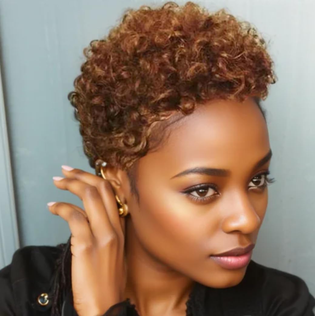 Short Curly Wigs For Black Women Synthetic Glueless Wig Short Colored Wigs For Women Short Curly Afro Wigs For African American Short Pixie Cut Curly Hairstyles (CR-9641) Short Curly Wigs For Black Women Synthetic Glueless Wig Short Colored Wigs For Women Short Curly Afro Wigs For African American Short Pixie Cut Curly Hairstyles (CR-9641)