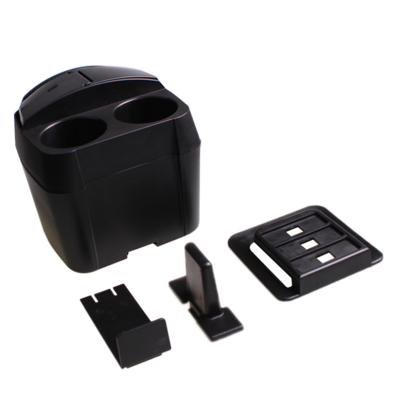 Amosfun Auto Mülleimer Schwarz mit Getränkehalter, Multifunktional | Kunststoff Ausführung, für Fahrzeug Innenraum, Kompakte Aufbewahrungsbox für Reise und Fahrt