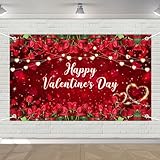 Avezano Happy Valentine's Day Backdrop Red Rose Floral Valentines Day Banner Wedding Decor Photo Booth Props 14 February Party Decorations Backdrops 70.8 x 43.3 Inch