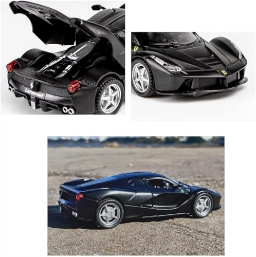 Image of 1 /32 Ferrari Race Model Car and LaFerrari Toy Car, Pull Back Vehicle Alloy Diecast Model, Openable Doors, Collectible Gift Cars for Kids (Black)