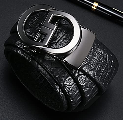 Men's Leather Belt with Automatic Buckle 35mm wide Ratchet Dress Belt, Trim to Fit2
