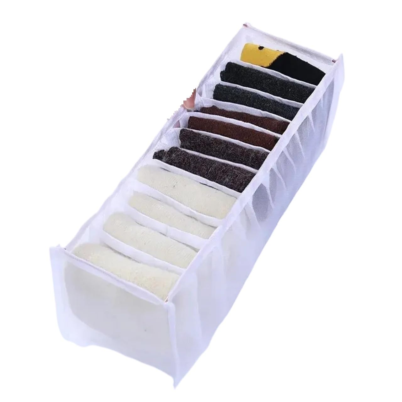 Organizzatore per cassetti della Biancheria Intima, Scatola Porta Calze, Reggiseno, 11 Scomparti, Pieghevole, in Poliestere, con Rete Divisa e smistamento.