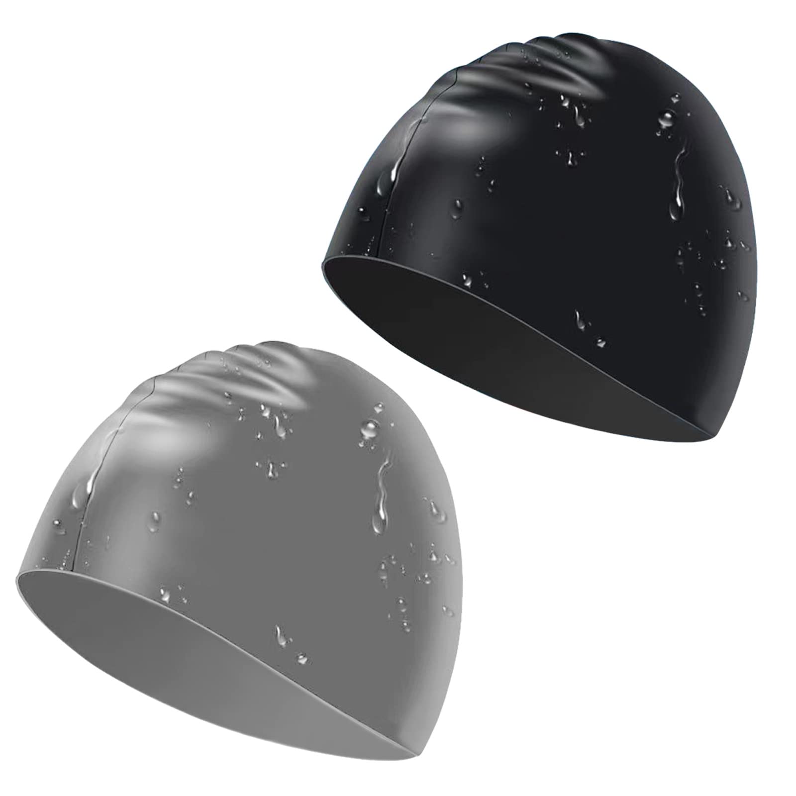 Silicone Gorro de Natación Unisex 2 Piezas, Gorro de Natación para Mujeres y Hombres,Gorro de Natación de Silicona Elástico y Resistente Al desgarro
