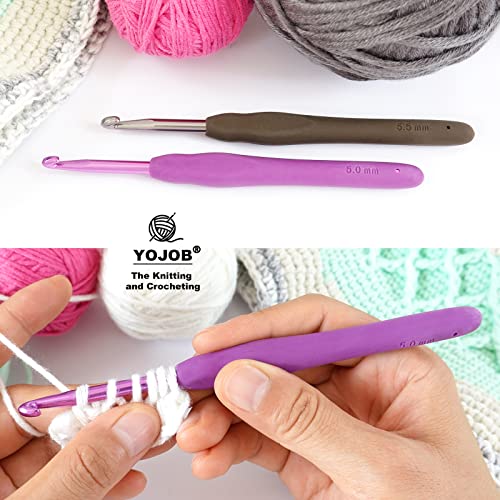 Image of YOJOB 2Pack Size H / 5mm, I / 5.5mm Crochet Hooks, Super Smooth & Ergonomic for Beginner and Advanced (5.0mm,5.5mm)