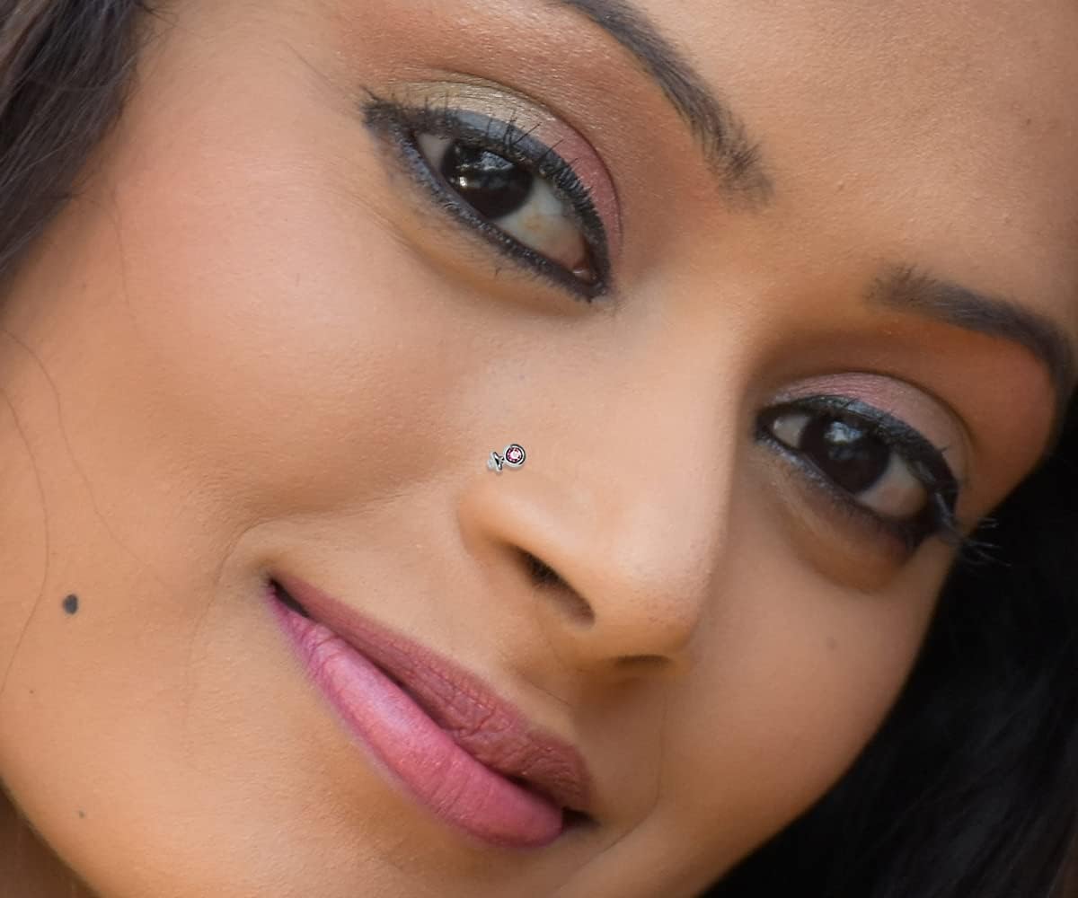 20 Pieces Box Set Female Symbols with Crystal Stone Design 22 Gauge 925 Sterling Silver Nose Pin - Nose Stud - Tiny Nose Ring - Nose Piercing Body Jewelry