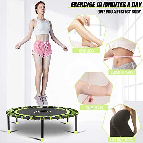 Image of Newan 40 inch-48 inch Silent Mini Trampoline Fitness Trampoline Bungee Rebounder Jumping Cardio Trainer Workout for Adults-Max Limit 330lbs