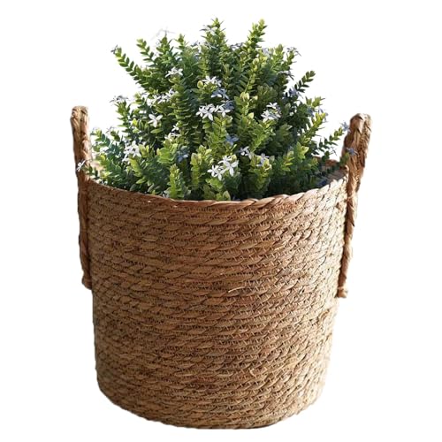 Cestas para plantas de interior, Cestas para macetas tejidas con estilo Seagrass para interiores y exteriores, Organizador de almacenamiento de decoración rústica para el hogar, macetas de interior pa