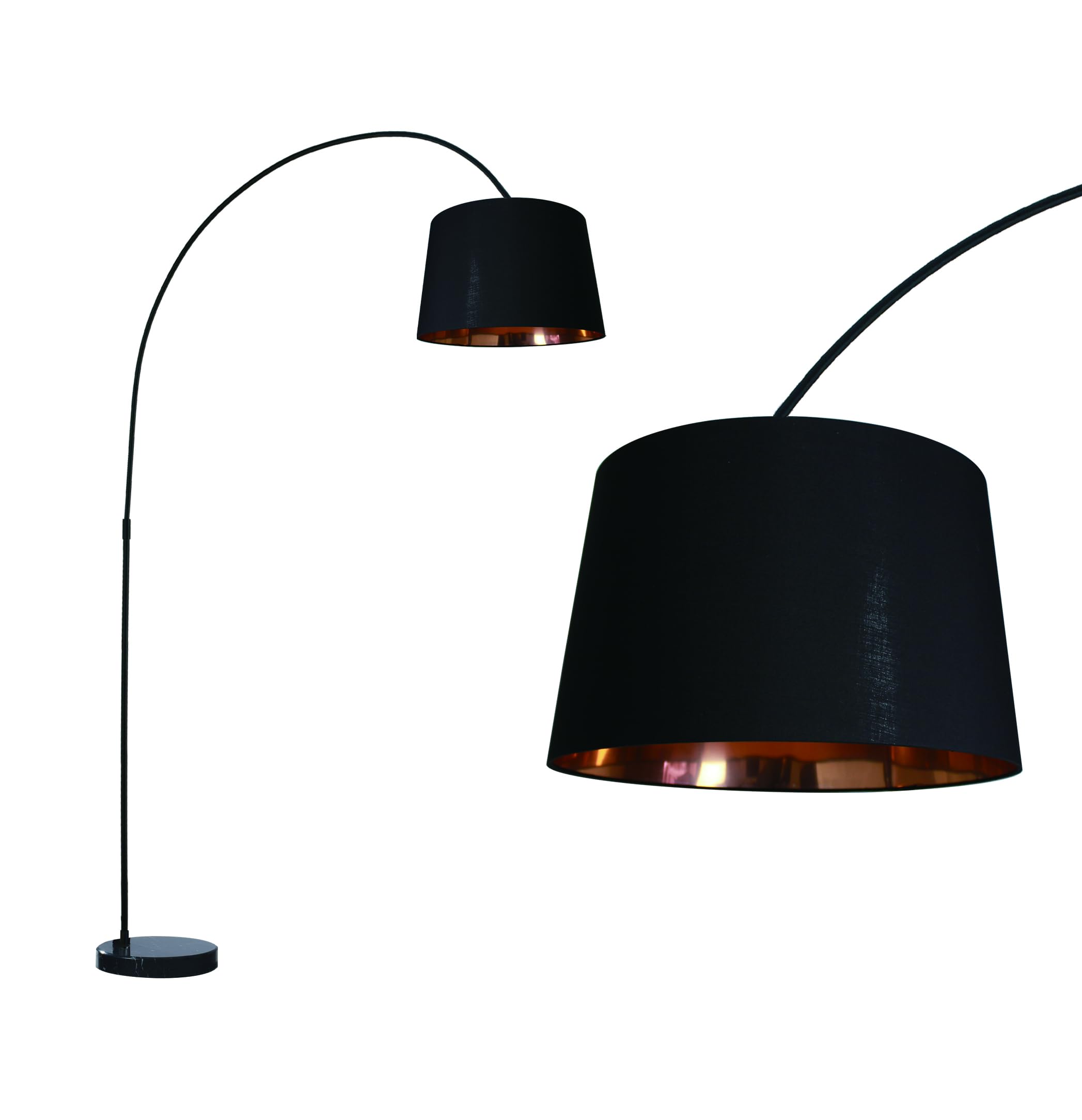 LEDKIA LIGHTING - Lámpara de Pie Moderno | Diseño Elegante y Versátil | Apta para Bombilla E27 | Textil, Metal, Mármol | Ideal para Interiores, Negro