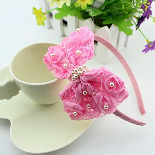 Buy Girls Flower Headbands Baby Pink hair Lace Bow Hair lace bow band