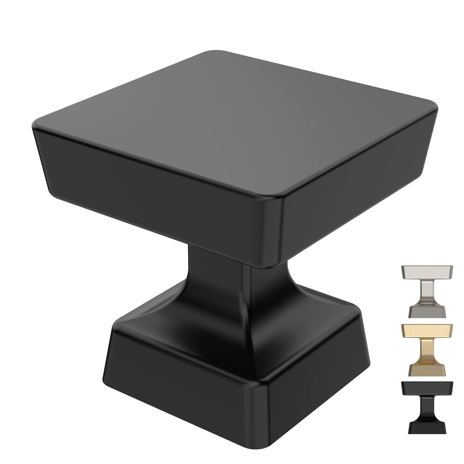 9BUILD 10 Pack 1.2 Inch Matte Black Cabinet Knobs Kitchen Cabinet Knobs Square Cabinet Knobs Zinc Cabinet Hardware Drawer Knobs Dresser Knobs Kitchen