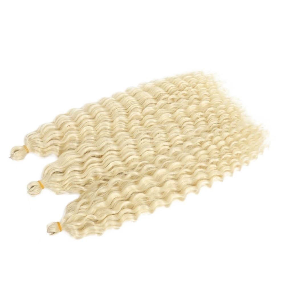 Zestaw 3 długich kręconych peruk, szydełkowe falowane włosy dla czarnych kobiet, głębokie warkocze do warkoczyków boho (#613,22 cala-55 cm)