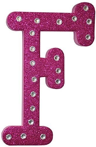 Craft for Kids-pink Foam Glitter Letter "F" with Clear Rhinestones 7 Inch