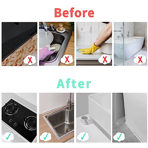 Image of Caulk Strip Tape Sealant Strip, 1PC Extra Thick Acrylic Adhesive Self-Adhesive Sealing Tape Waterproof Tape for Kitchen Countertop,Sink,Bathroom,Toilet,and Bathtub Floor Edge Protector
