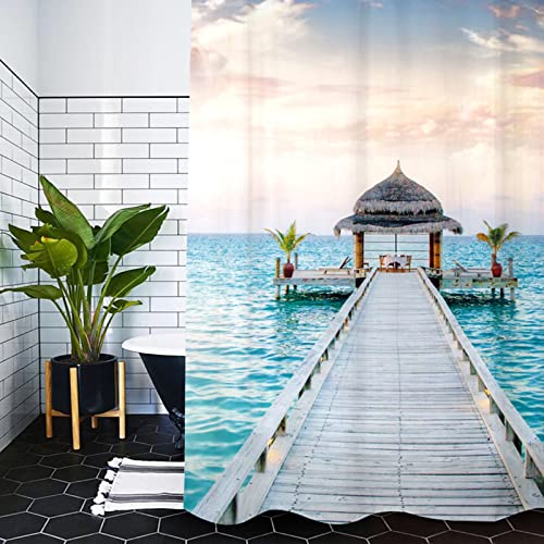 Rideau de douche océan 240x200 cm grand format imperméable lavable - 5