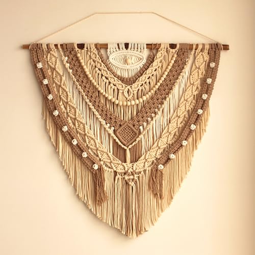 Knots & Beyond Coleção 'Ajna' - Tapeçaria de parede grande em macramê, 91 cm x 91 cm - Tapeçaria t