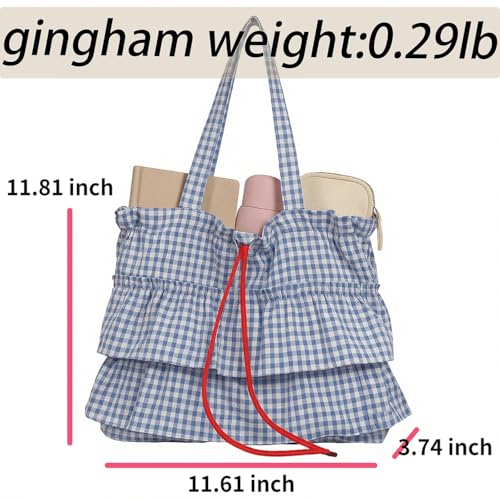 CHUNFO Bolsos Tote con Volantes a Cuadros para Mujer miniatura 4