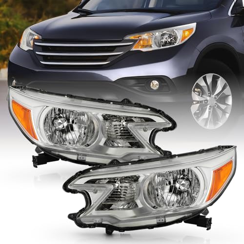 KEEKPO - For 2012 2013 2014 Honda CR-V Factory Style Chrome Housing Headlights Headlamps Pair Set Replacement Left+Right