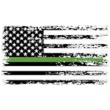Stickios Military Sticker - Tattered American Flag Thin Green Line Army Decal for Cars, Trucks & Vehicle Windows - Made in USA (5.9x3.3 inches)