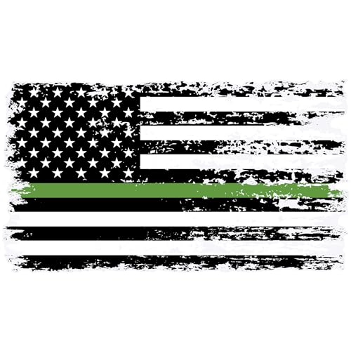 Stickios Military Sticker - Tattered American Flag Thin Green Line Army Decal for Cars, Trucks...