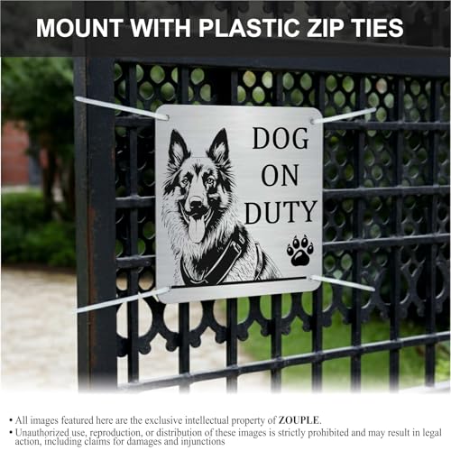 Image of Beware of Dog Sign, German Shepherd, 8x8 Inch, Durable Steel, Triple Mount