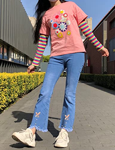 Kiench Girls Flare Jeans Bootcut Pants Pull On Jeggings with Pockets2