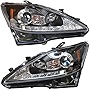 LYNICESHOP Left+Right LED DRL Projector Headlights Assembly, for Lexus IS250 IS350 2006-2013 Black (Driver + Passenger Side)