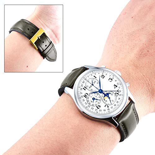 Image of BINLUN Leather Watch Band 14mm 16mm 18mm 19mm 20mm 21mm 22mm Quick Release Premium Oil Wax Leather and Breathable Silicone Hybrid Watch Bands Replacement Strap for Men Women